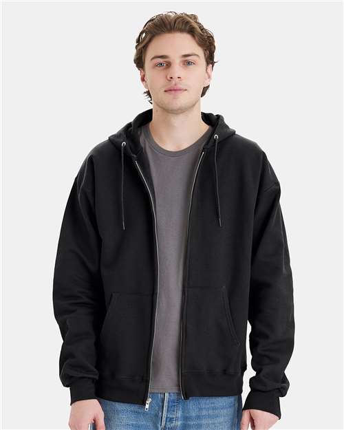 Hanes Unisex Ultimate Cotton® Full-Zip Hooded Sweatshirt - Model Front