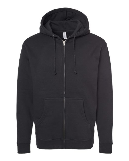 Unisex Heavyweight Full-Zip Hooded Sweatshirt - Black Front