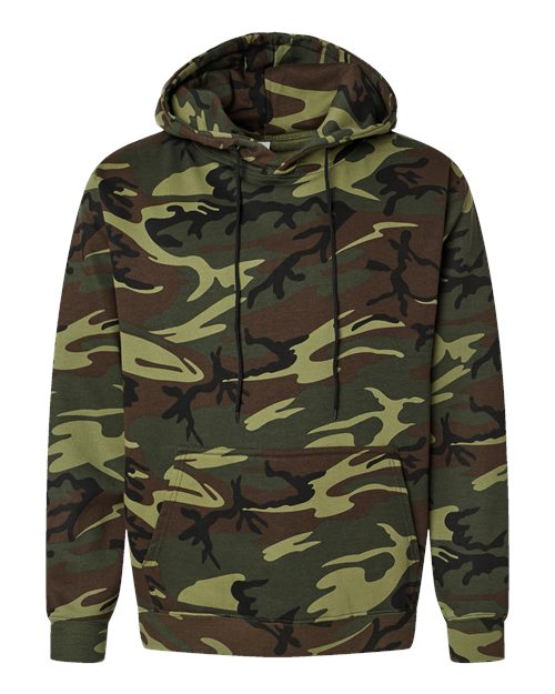 Code Five Unisex Camo Fleece Hoodie Sweatshirt - Green Woodland Front