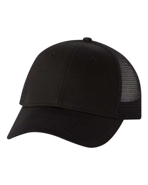 Mesh-Back Twill Trucker Cap - Black Front
