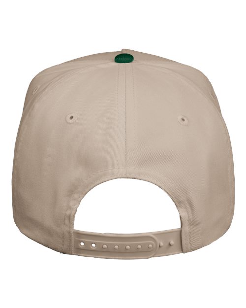 Five-Panel Twill Cap - Khaki/ Forest Green Back