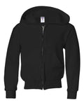 Youth NuBlend® Full-Zip Hooded Sweatshirt - Black Front