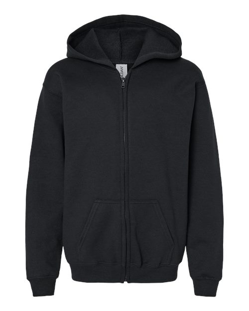 Youth Heavy Blend™ Full-Zip Hooded Sweatshirt - Black Front