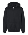 Youth Heavy Blend™ Full-Zip Hooded Sweatshirt - Black Front
