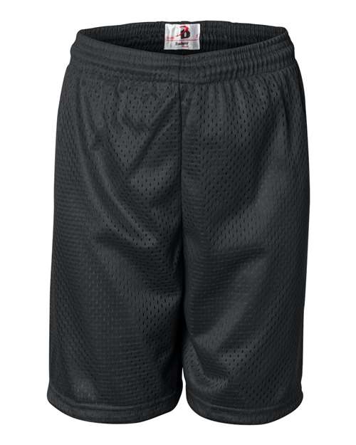 Badger Youth Pro Mesh 6" Shorts - Black Front