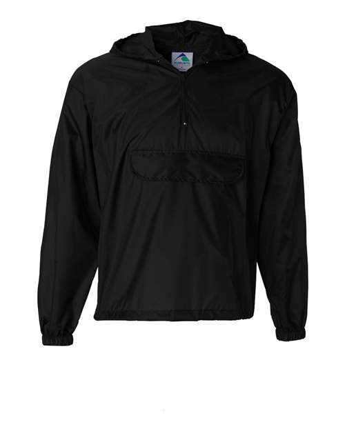 Augusta Sportswear Unisex Packable Half-Zip Hooded Pullover Jacket - Black Front