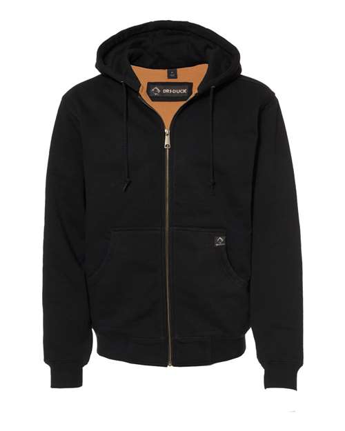 DRI DUCK Men's Crossfire Heavyweight Power Fleece Hooded Jacket with Thermal Lining - Black Front
