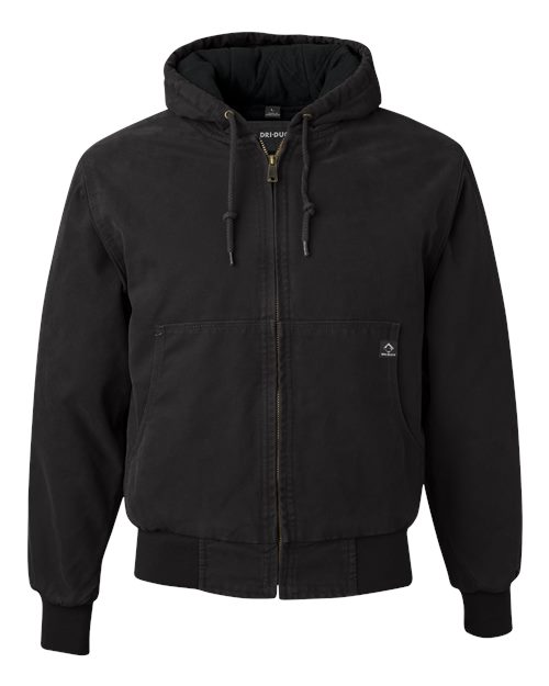 DRI DUCK Men's Tall Cheyenne Boulder Cloth™ Hooded Jacket with Tricot Quilt Lining - Black Front