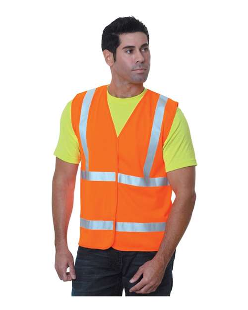 Bayside Unisex USA-Made Economy ANSI Class 2 Vest - Orange Front
