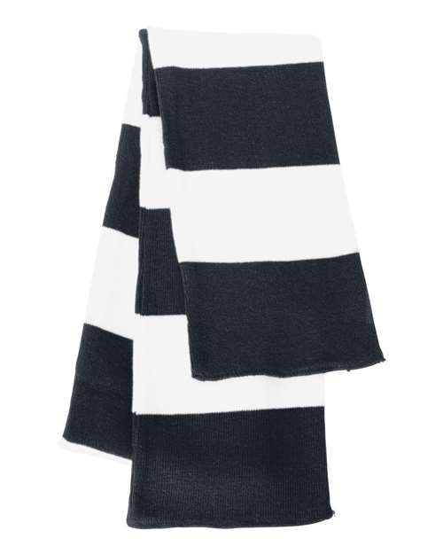 Sportsman Rugby-Striped Knit Scarf - Navy/ White Front