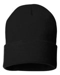 Sportsman 12" Solid Cuffed Beanie - Black Front