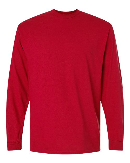 Unisex DryBlend® 50/50 Long Sleeve T-Shirt - Red Front