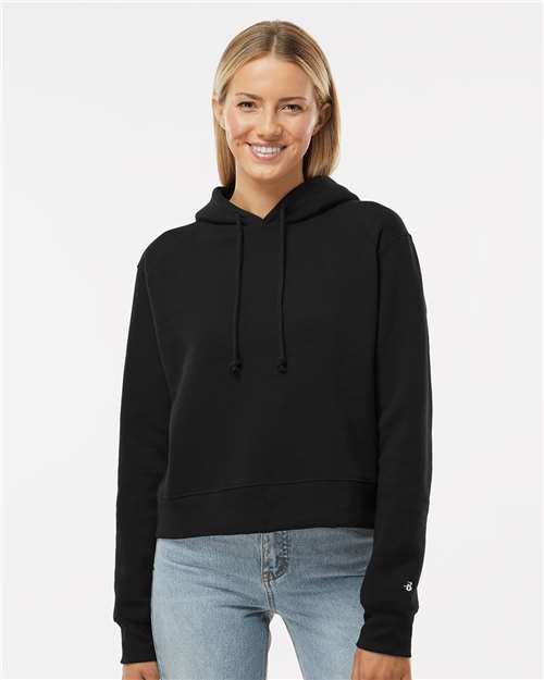 Badger Women's Crop Hooded Sweatshirt - Model Front