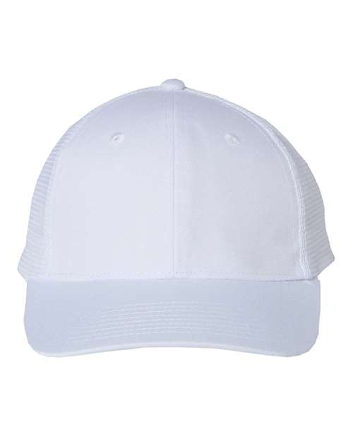 Mesh-Back Twill Trucker Cap - White Front