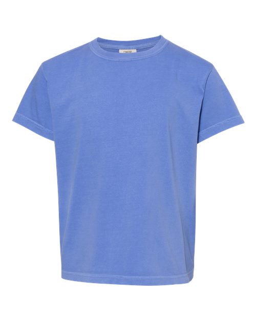 Comfort Colors Youth Garment-Dyed Heavyweight T-Shirt - Flo Blue Front