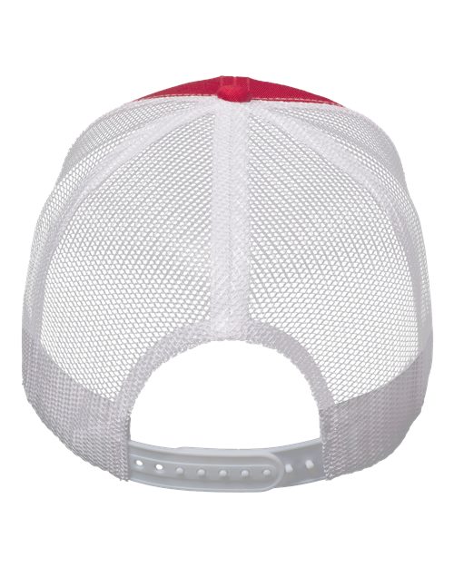 Mesh-Back Twill Trucker Cap - Red/ White Back