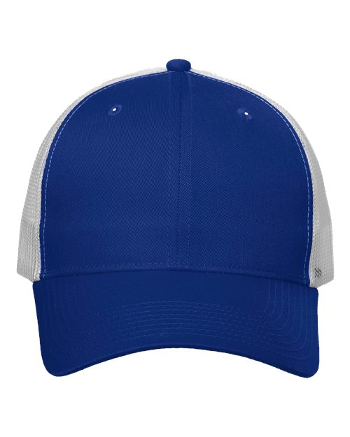 Mesh-Back Twill Trucker Cap - Royal/ White Front