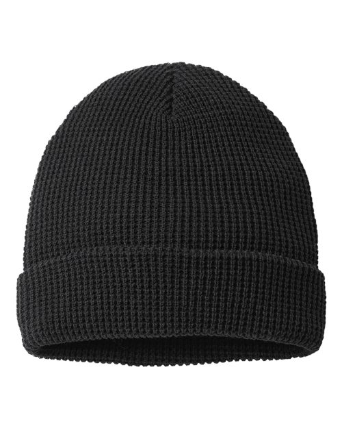 Richardson Waffle Cuffed Beanie - Black Front
