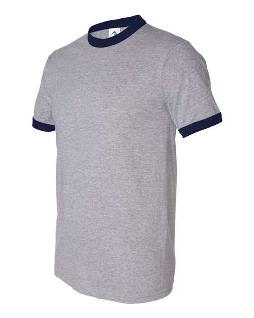 Augusta Sportswear Unisex 50/50 Ringer T-Shirt - Athletic Heather/ Navy Front