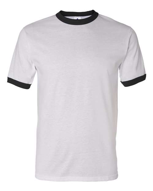 Augusta Sportswear Unisex 50/50 Ringer T-Shirt - White/ Black Front