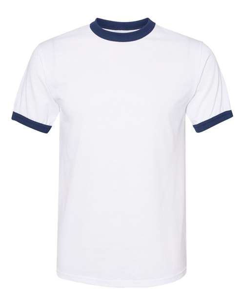 Augusta Sportswear Unisex 50/50 Ringer T-Shirt - White/ Navy Front