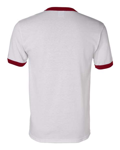 Unisex 50/50 Ringer T-Shirt - White/ Red Back
