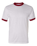 Unisex 50/50 Ringer T-Shirt - White/ Red Front
