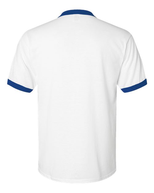 Unisex 50/50 Ringer T-Shirt - White/ Royal Back