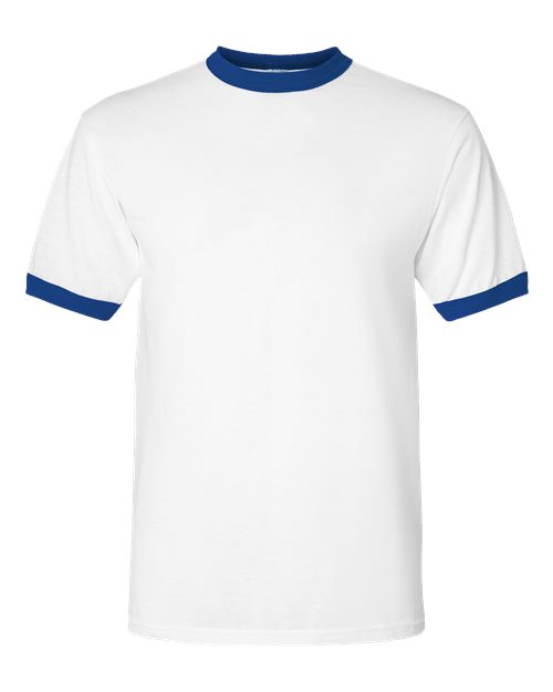 Unisex 50/50 Ringer T-Shirt - White/ Royal Front