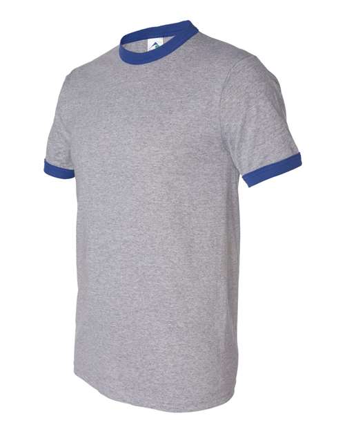 Augusta Sportswear Unisex 50/50 Ringer T-Shirt - Athletic Heather/ Royal Front