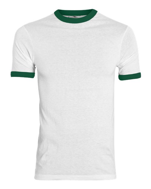 Augusta Sportswear Unisex 50/50 Ringer T-Shirt - White/ Dark Green Front