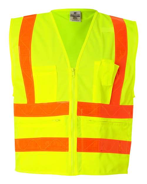 Kishigo Unisex Prismatic Hydrowick-Lite Multi Zipper Vest - Lime Front