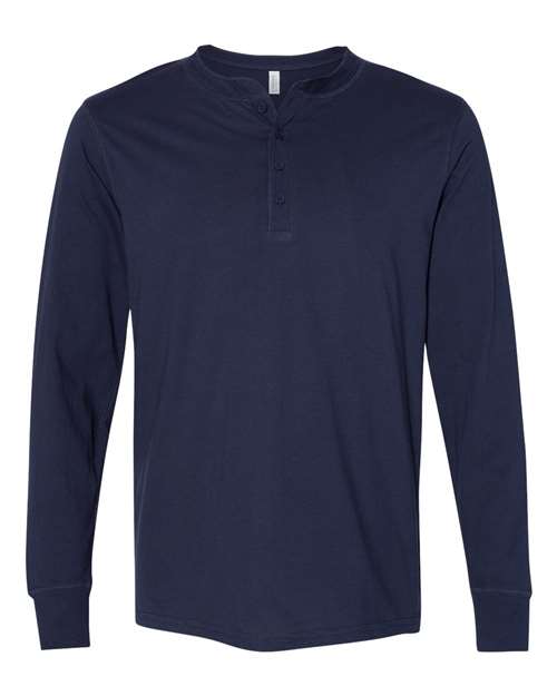 BELLA + CANVAS Men's Jersey Henley - Navy Front