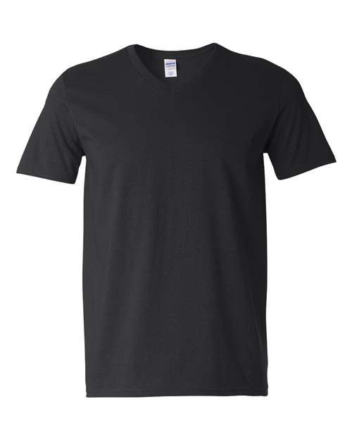 Unisex Softstyle® V-Neck T-Shirt - Black Front