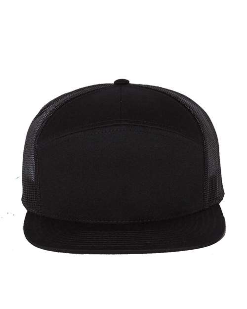 Richardson Seven-Panel Trucker Cap - Black Front