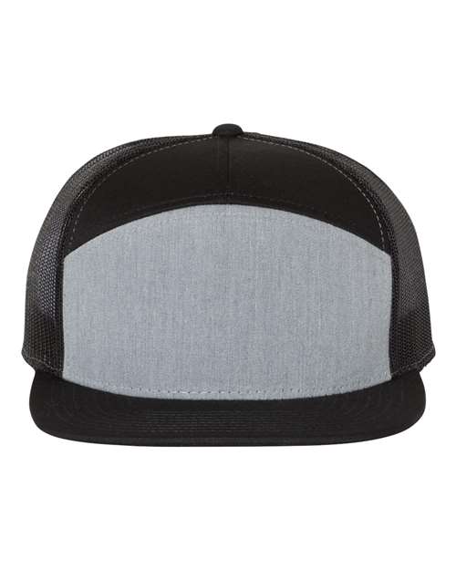 Richardson Seven-Panel Trucker Cap - Heather Grey/ Black Front