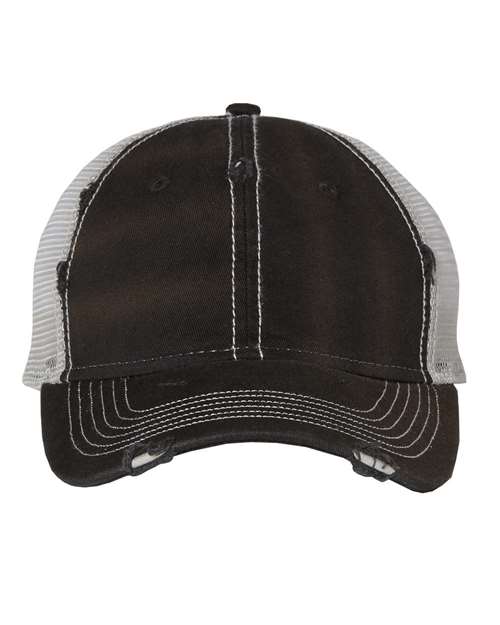 Valucap Bounty Dirty-Washed Mesh-Back Cap - Black/ Silver Front