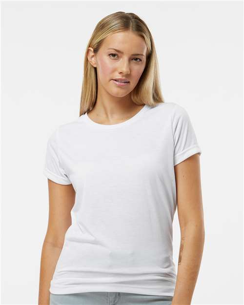 SubliVie Women's Polyester Sublimation Tee - Model Front