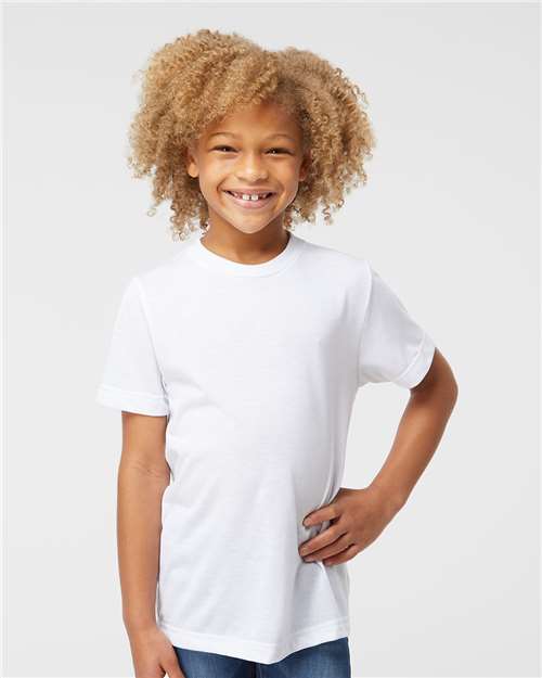 SubliVie Youth Polyester Sublimation Tee - Model Front