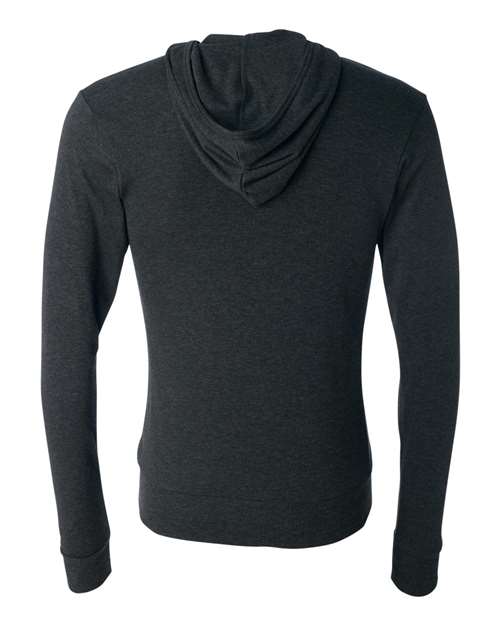 BELLA + CANVAS Unisex Triblend Lightweight Full-Zip Hooded Long Sleeve Tee - Back