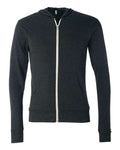 BELLA + CANVAS Unisex Triblend Lightweight Full-Zip Hooded Long Sleeve Tee - Charcoal Black Triblend Front