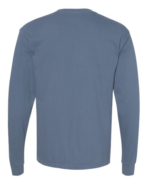 Unisex Garment-Dyed Heavyweight Long Sleeve T-Shirt - Blue Jean Back