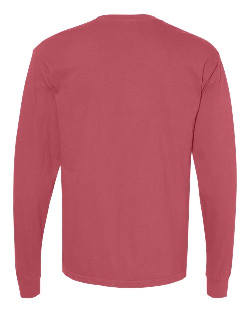 Unisex Garment-Dyed Heavyweight Long Sleeve T-Shirt - Crimson Back