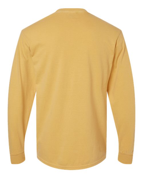 Unisex Garment-Dyed Heavyweight Long Sleeve T-Shirt - Mustard Back