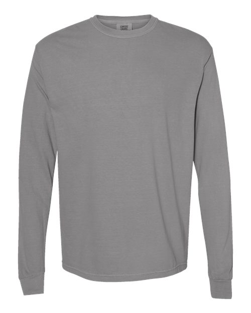 Unisex Garment-Dyed Heavyweight Long Sleeve T-Shirt - Grey Front