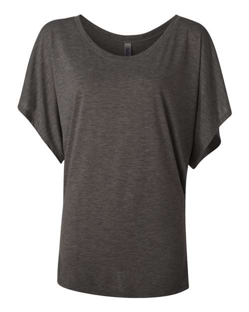 BELLA + CANVAS Women’s Flowy Draped Dolman Tee - Dark Grey Heather Front