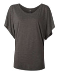 BELLA + CANVAS Women’s Flowy Draped Dolman Tee - Dark Grey Heather Front