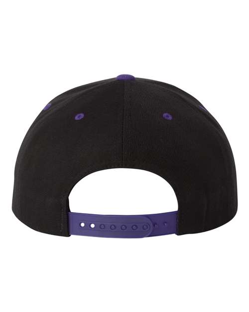 Premium Flat Bill Snapback Cap - Black/ Purple Back