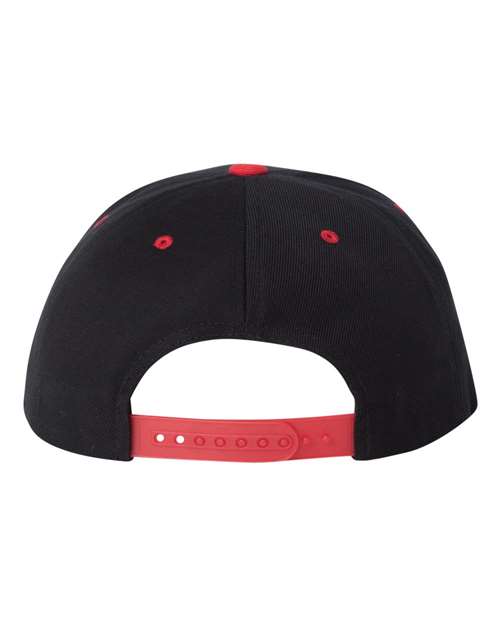 Premium Flat Bill Snapback Cap - Black/ Red Back