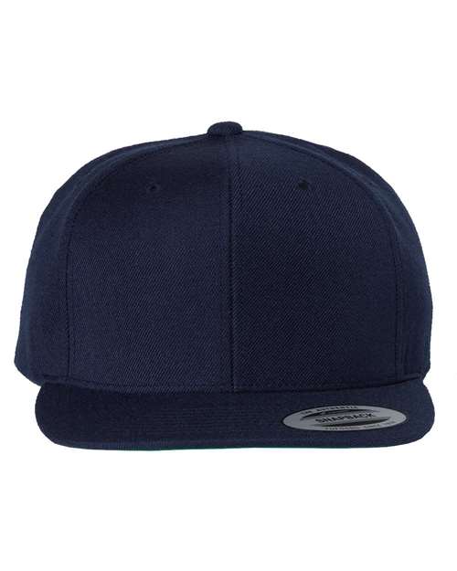 Premium Flat Bill Snapback Cap - Navy Front